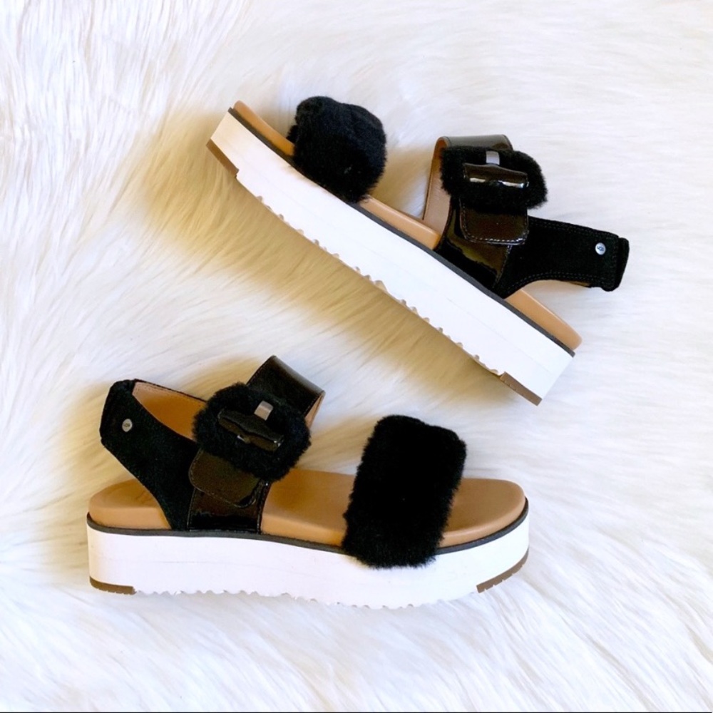 UGG Black Le Fluff Platform Sandals - Picture 5 of 8
